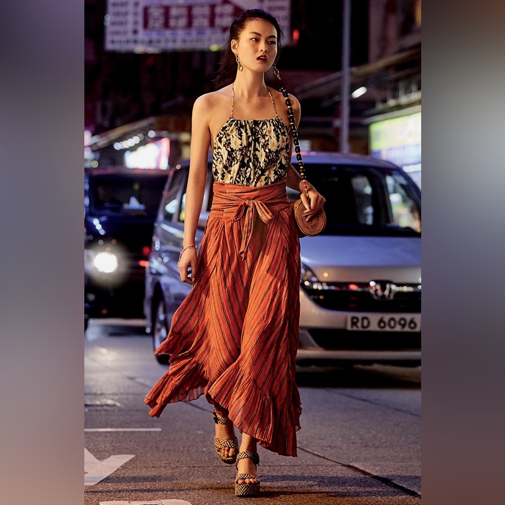 Orange Free People Giselle Convertible Maxi Skirt